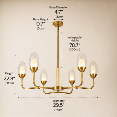 Cressa Oval Glass Round Chandelier 30"D