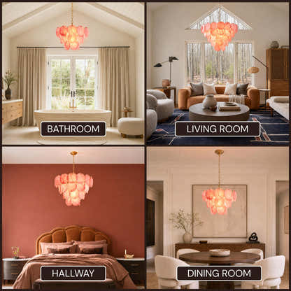 Auralis Pink Glass Disc Round Chandelier 20" 24" 31.5"D