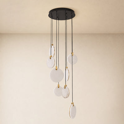 Orbelis Alabaster Round Multi-Light Chandelier 20"D