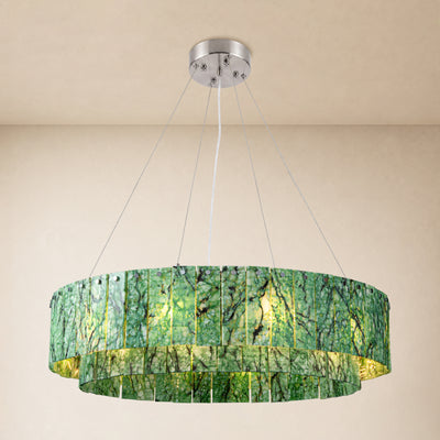 Pietra Forest Green Marble Tiered Round Chandelier 31.4"D