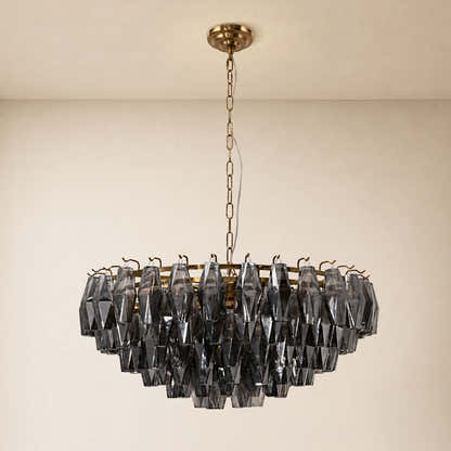 Celestial Drop Smoked Crystal Round Chandelier 31.4"D