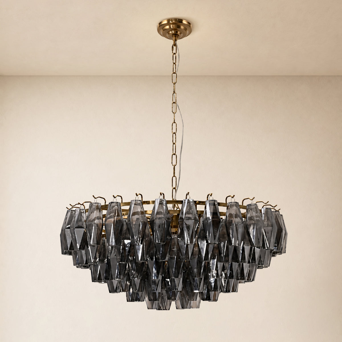 Celestial Drop Smoked Crystal Round Chandelier 31.4"D