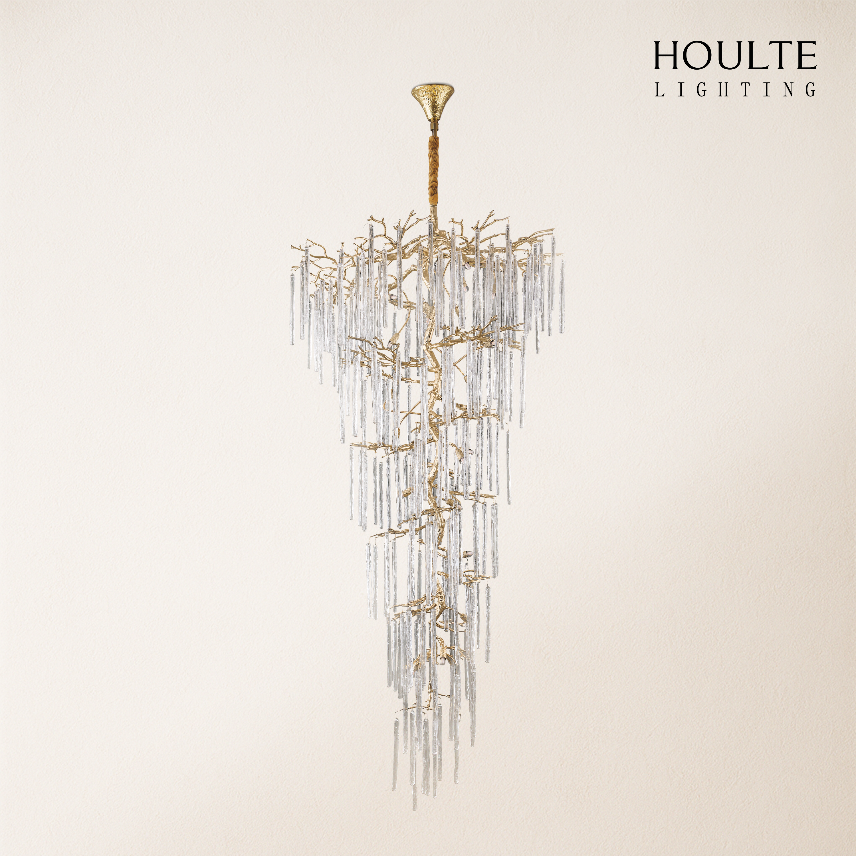 Ice Strip Modern Crystal Tree Branch Staircase Chandelier 240cm