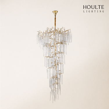 Ice Strip Modern Crystal Tree Branch Staircase Chandelier 240cm