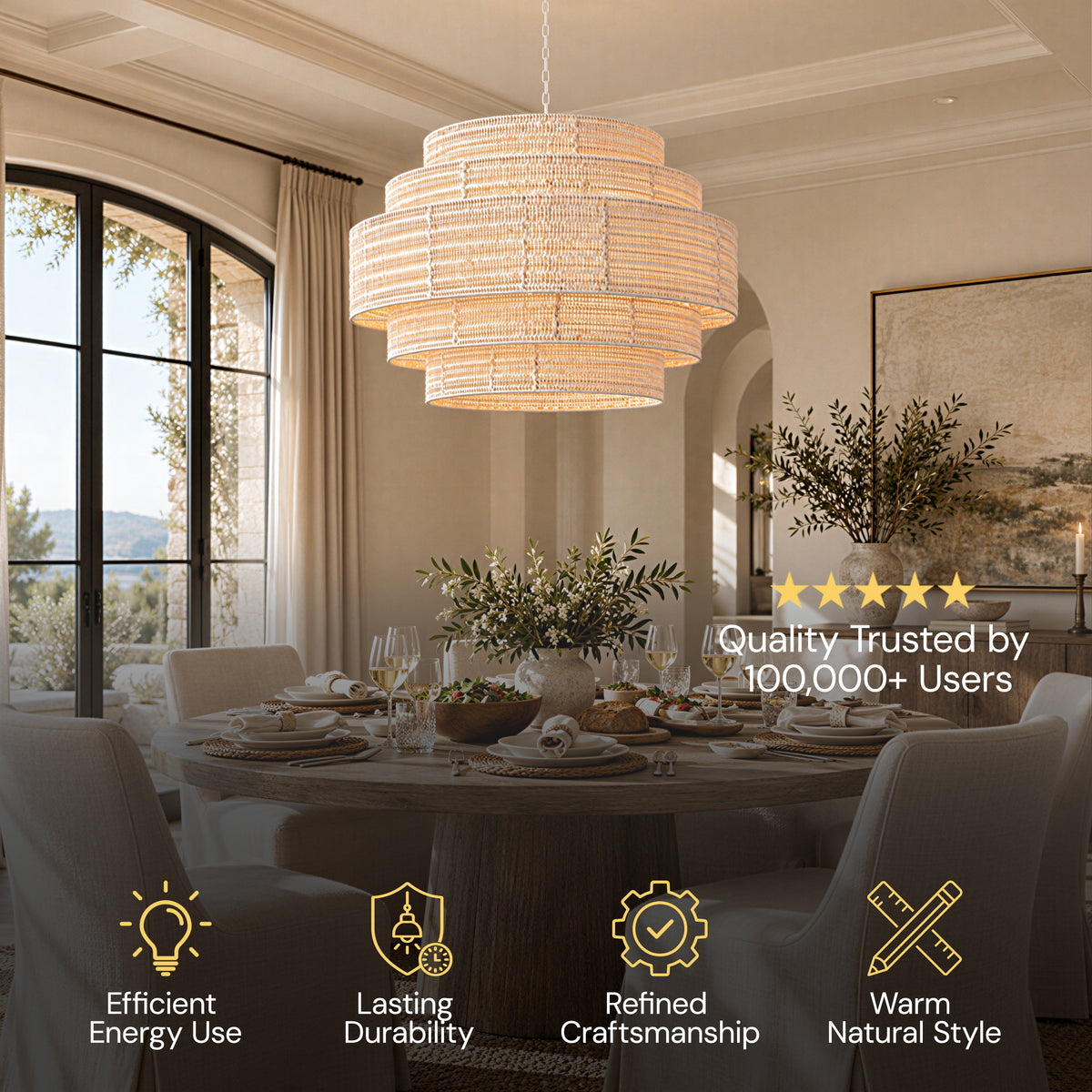 Cavana Rattan Tiered Round Chandelier 48"D
