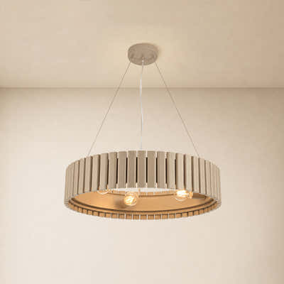 Woodgrain Iron Round Pendant 24"W
