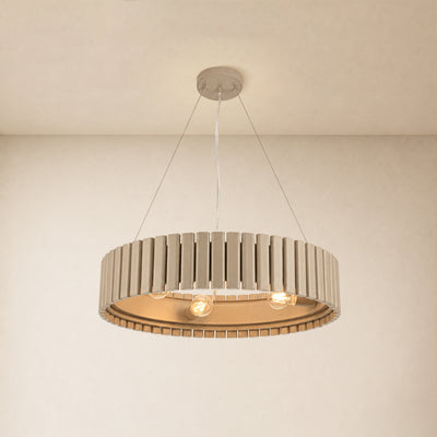 Woodgrain Iron Round Pendant 24"W