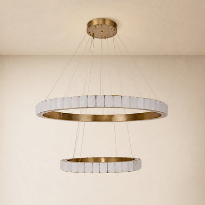 Celestine Alabaster 2-Tier Round Chandelier 40.1"D