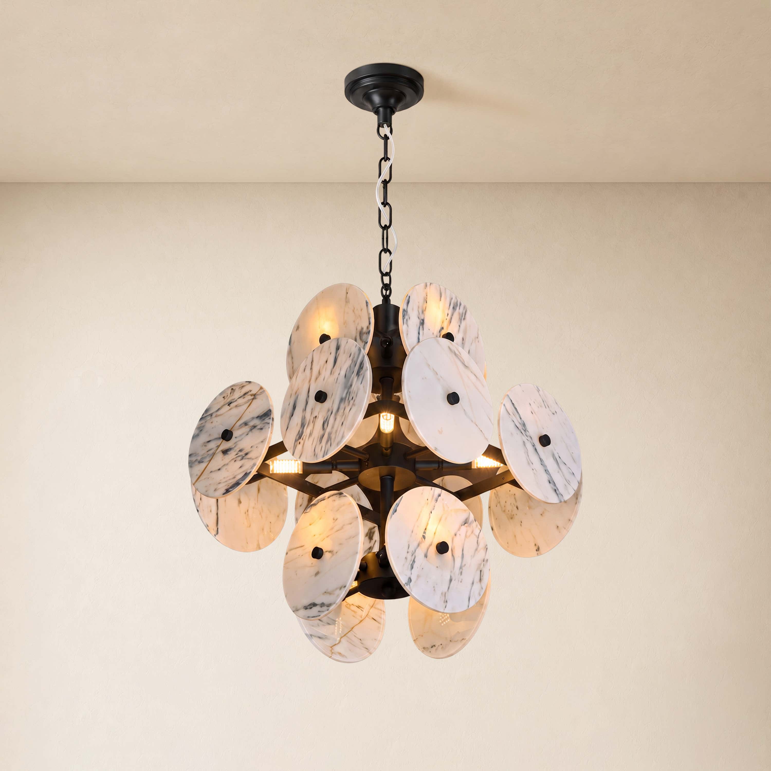 Pietra White Marble Pendant 17.7"D