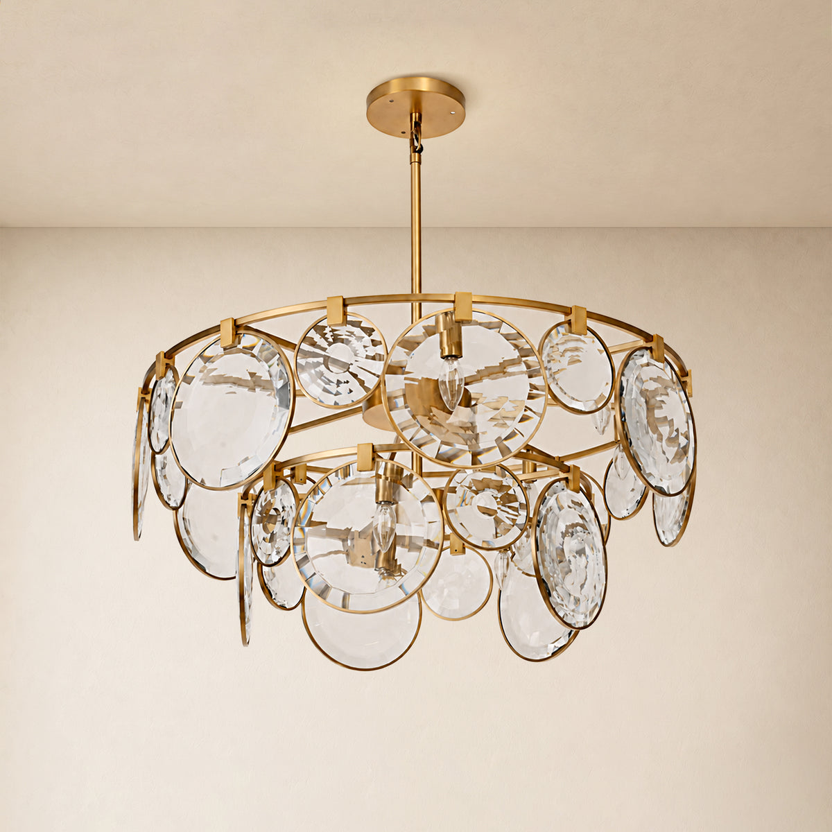 Lucentia Crystal Disc Round Chandelier 40"D