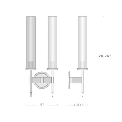 Bellmere 2 Lights Glass Wall Sconce