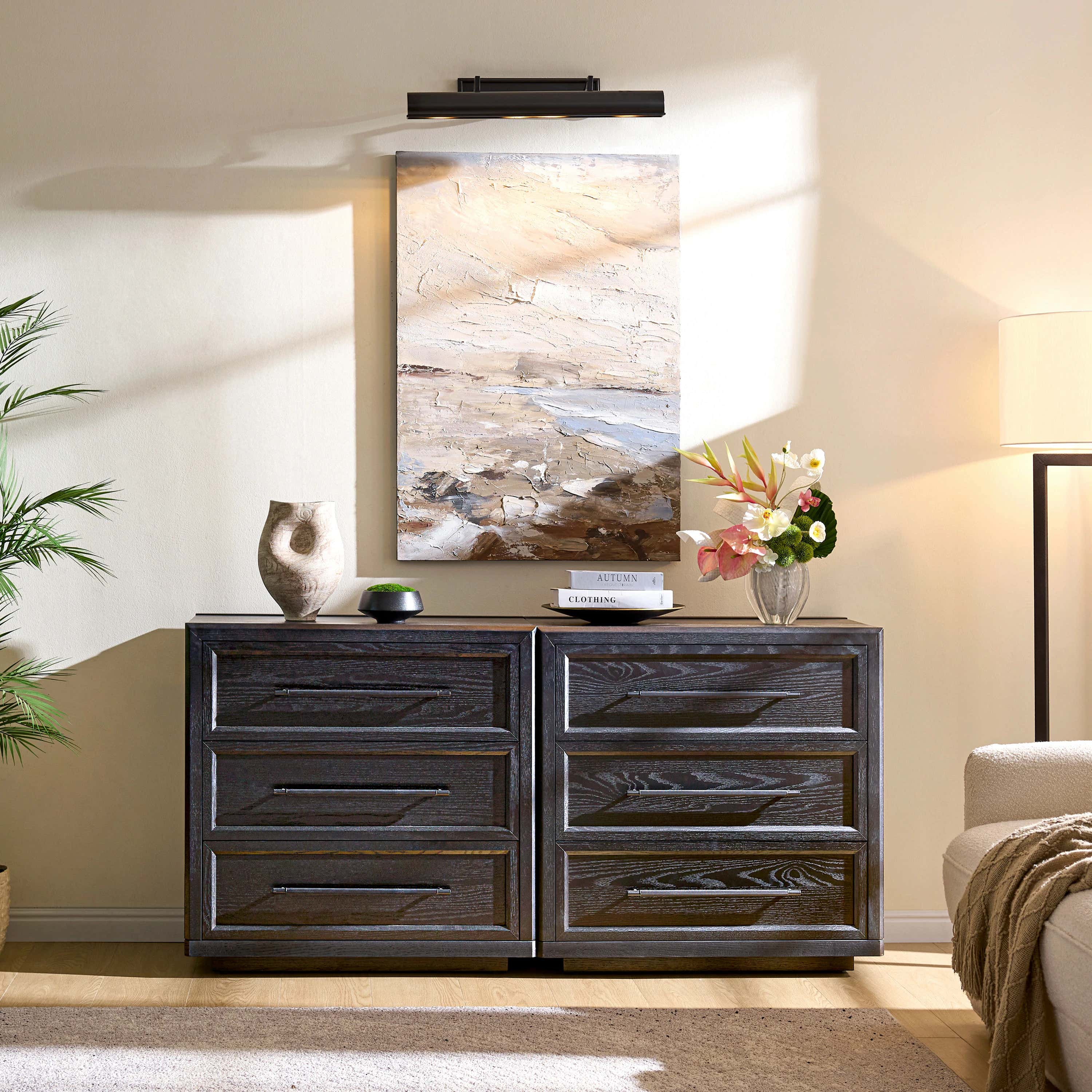 Alvar 63″ Oak 6-Drawer Chest(Set of 2)