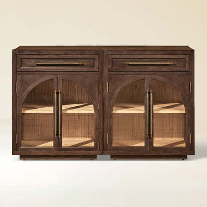 Alvar Arched 62.9" Oak Sideboard with Drawers(Set of 2)