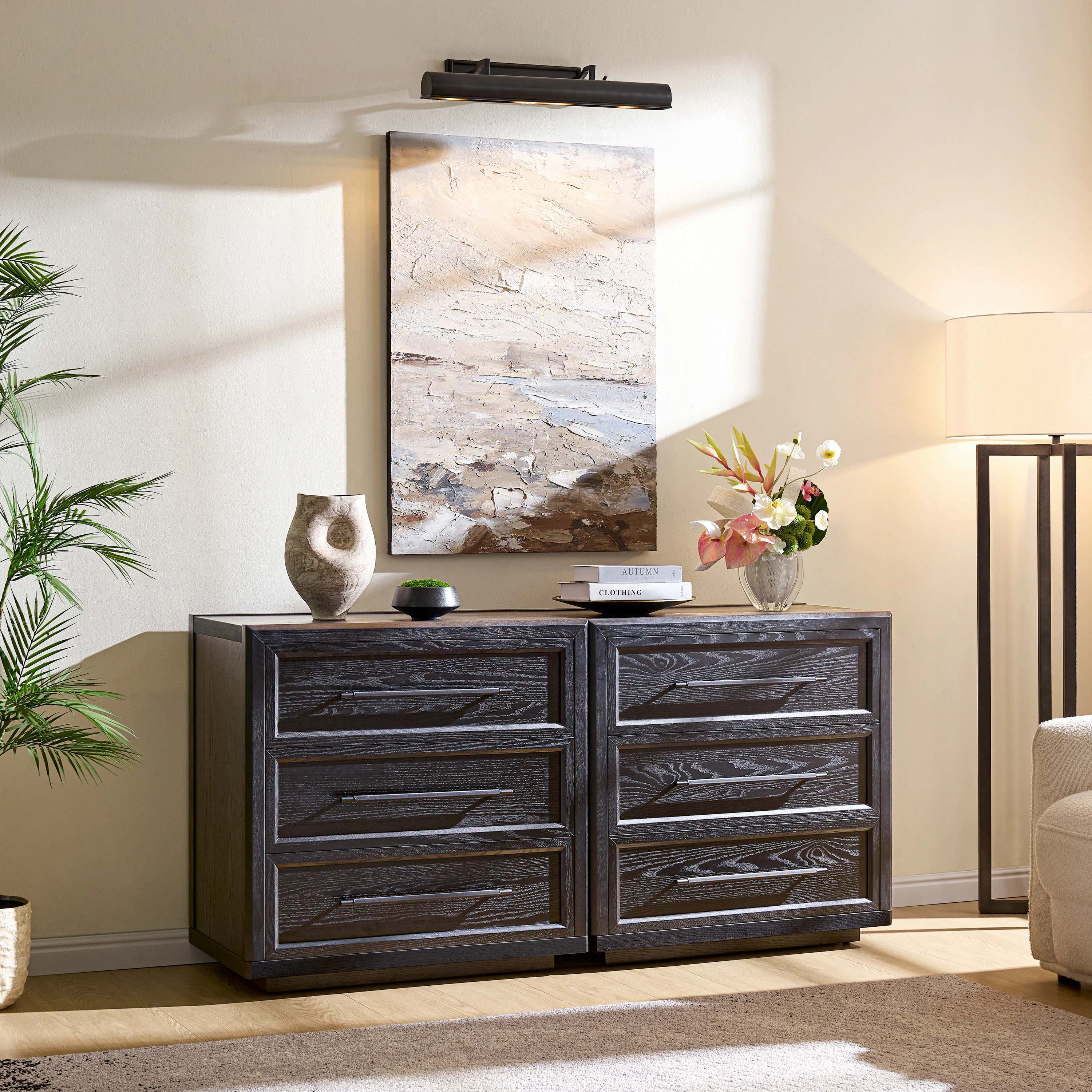 Alvar 63″ Oak 6-Drawer Chest(Set of 2)