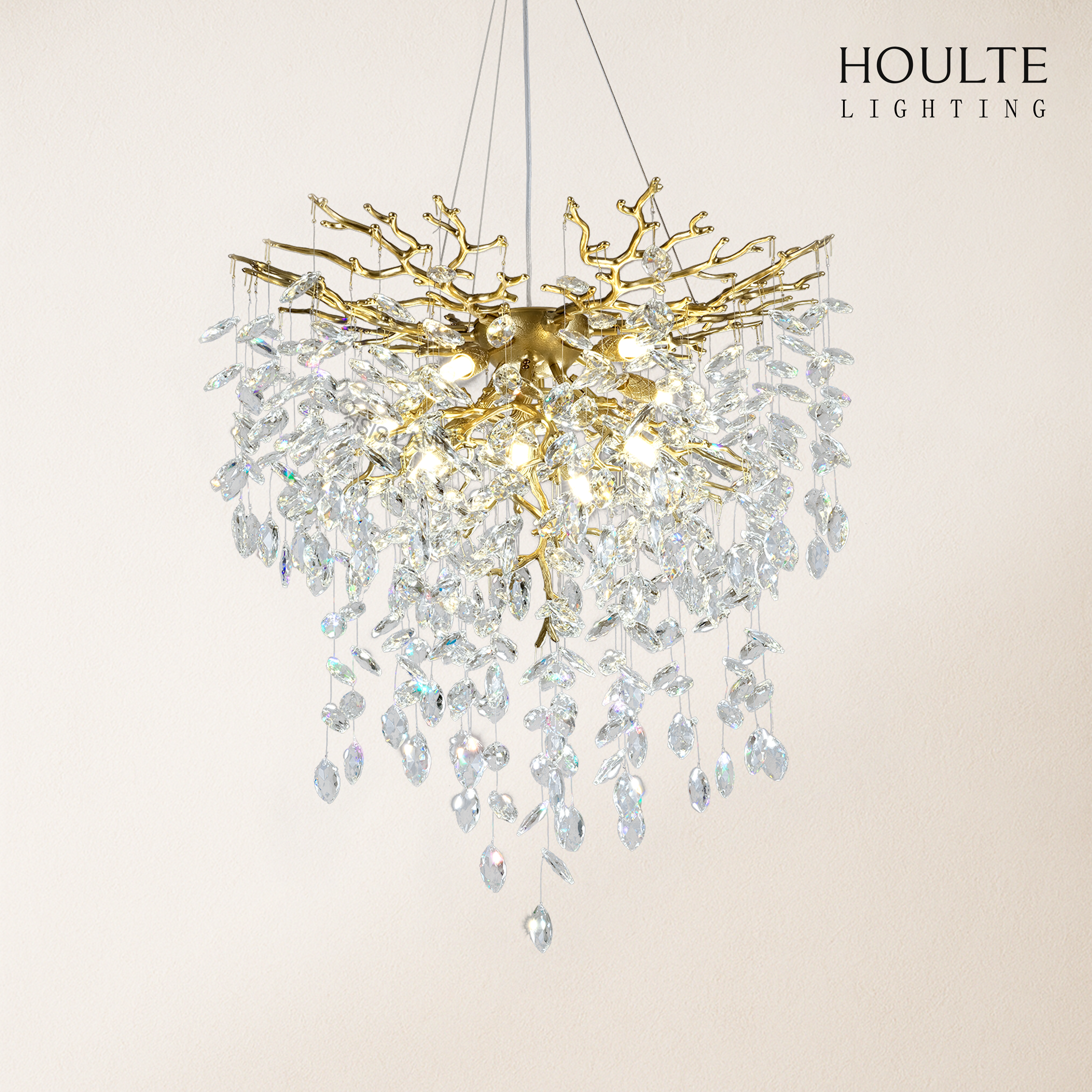 Frostleaf Crystal Grand Cascade Branches Chandelier 61cm D