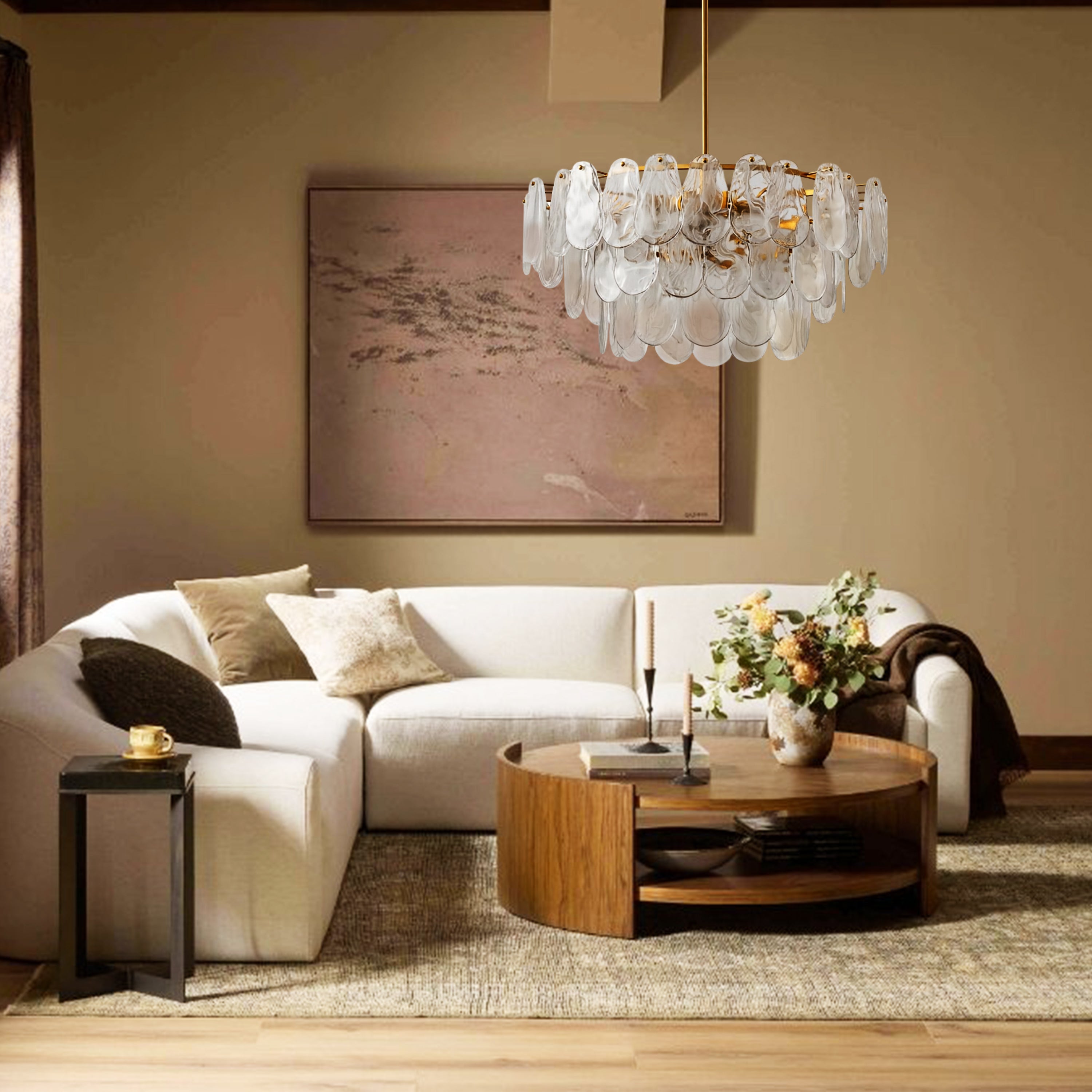 Elaris Glass Cloud Tiered Chandelier 80cm D