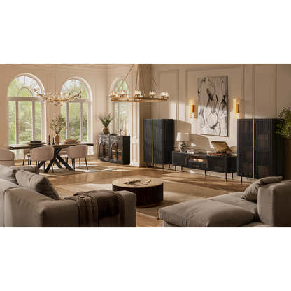 Ewan Oak Media Console and Cabinet Set