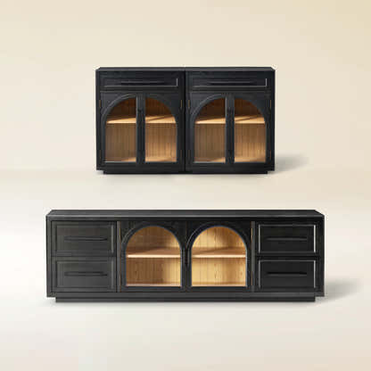 Alvar Oak Media Console and Sideboard Set