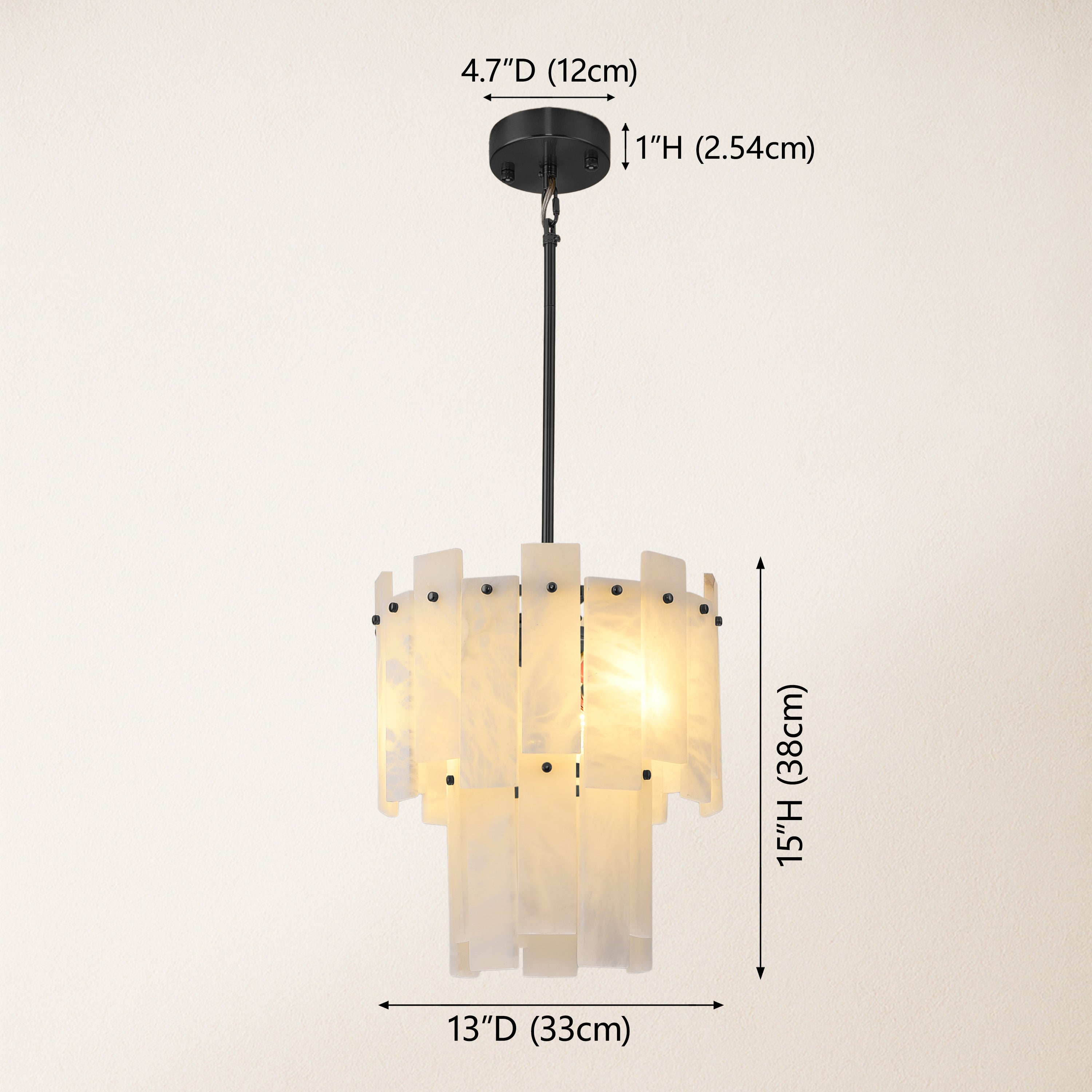 Nivislight Alabaster 2-Tier Round Chandelier 33cm
