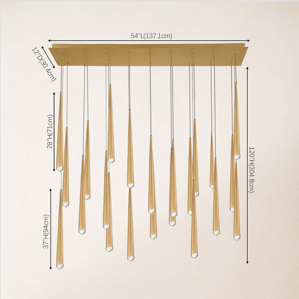 Anthropology Rectangle Crystal Pendant 137cm W