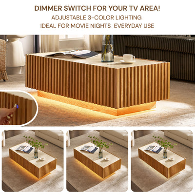 Isla Oak Sintered Stone Rectangle Coffee Table 120cm