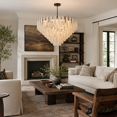 Caldera Alabaster Custom Round Chandelier 48"D 58"D