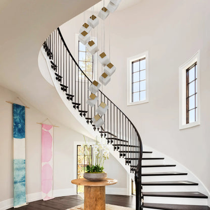 Dave Alabaster High Ceiling Staircase Chandelier 51cm D
