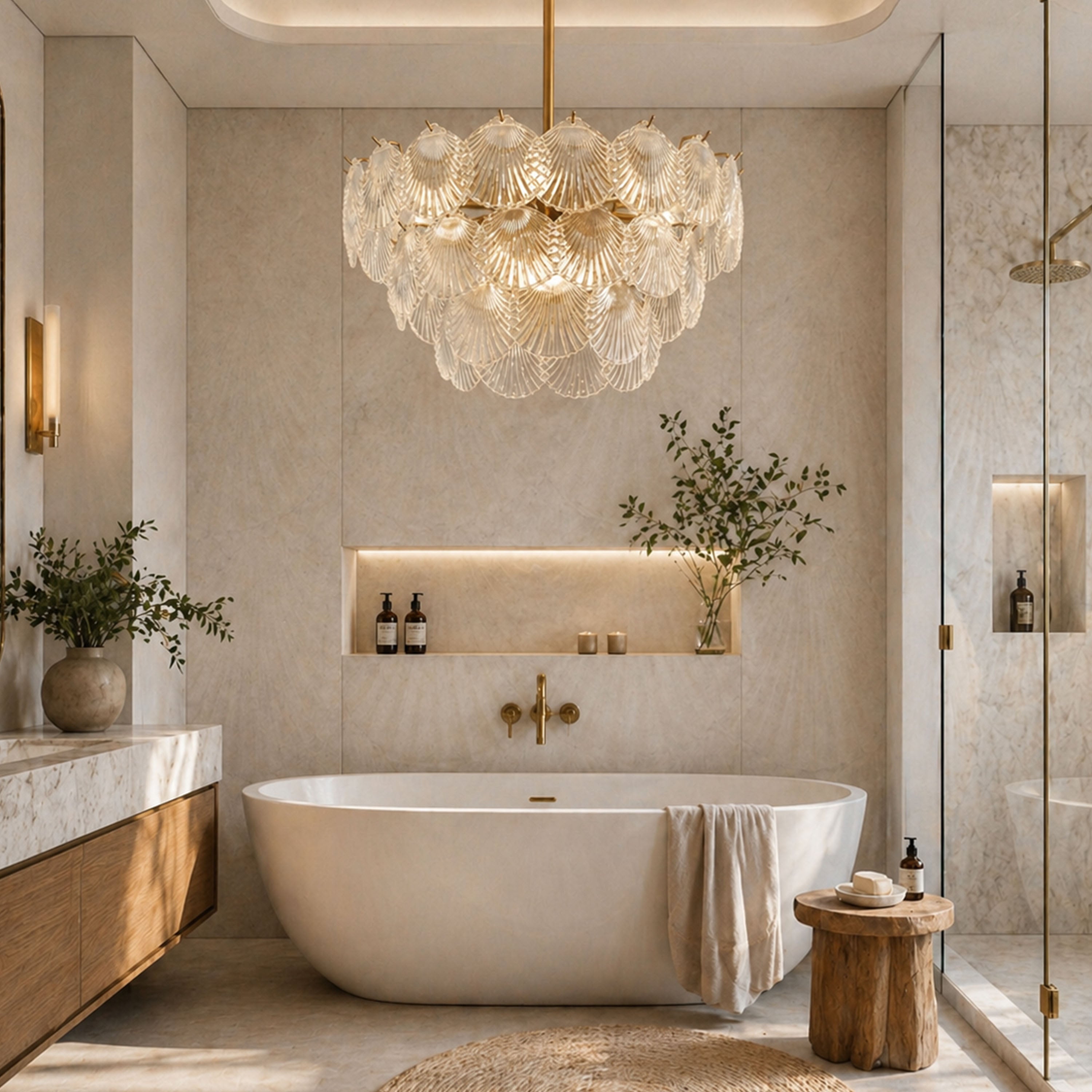 Marivelle Luxury Shell Glass Chandelier