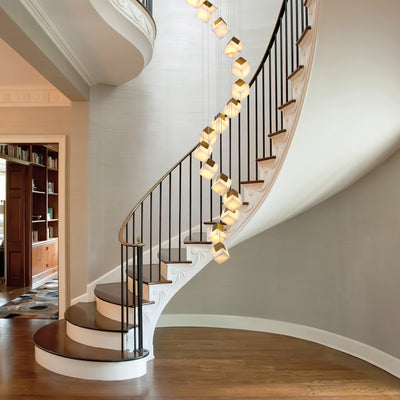 Dave Alabaster High Ceiling Staircase Chandelier 20"D#Finish_Gold