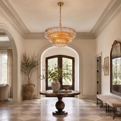 Ondalia Tiered Glass Round Chandelier 24"D