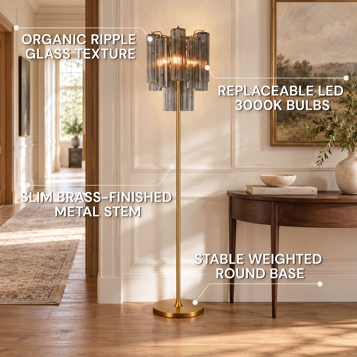 Lumeris Glass Tiered Floor Lamp 13.7"D