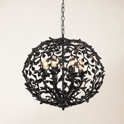 Elara Black Spherical Cage Chandelier 55.88cm