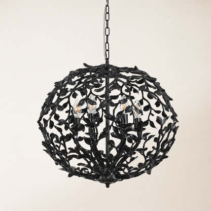 Elara Black Spherical Cage Chandelier 55.88cm