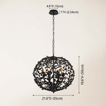 Elara Black Spherical Cage Chandelier 55.88cm
