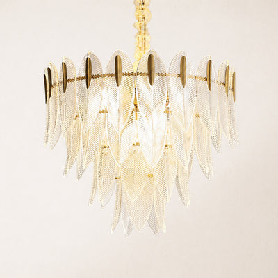 Marilyn Glass Feathers Round Chandelier
