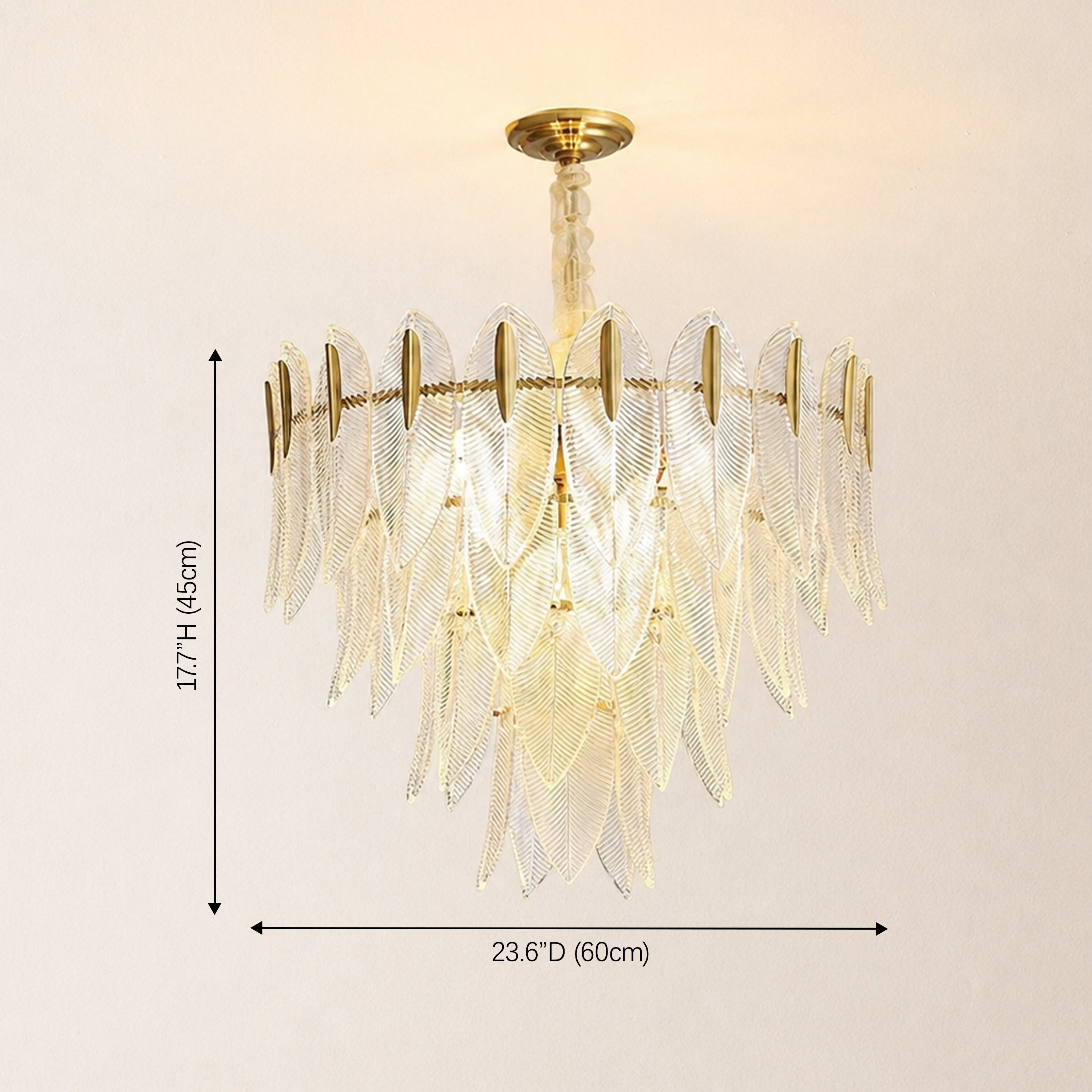 Marilyn Glass Feathers Round Chandelier