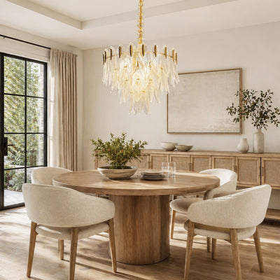 Marilyn Glass Feathers Round Chandelier
