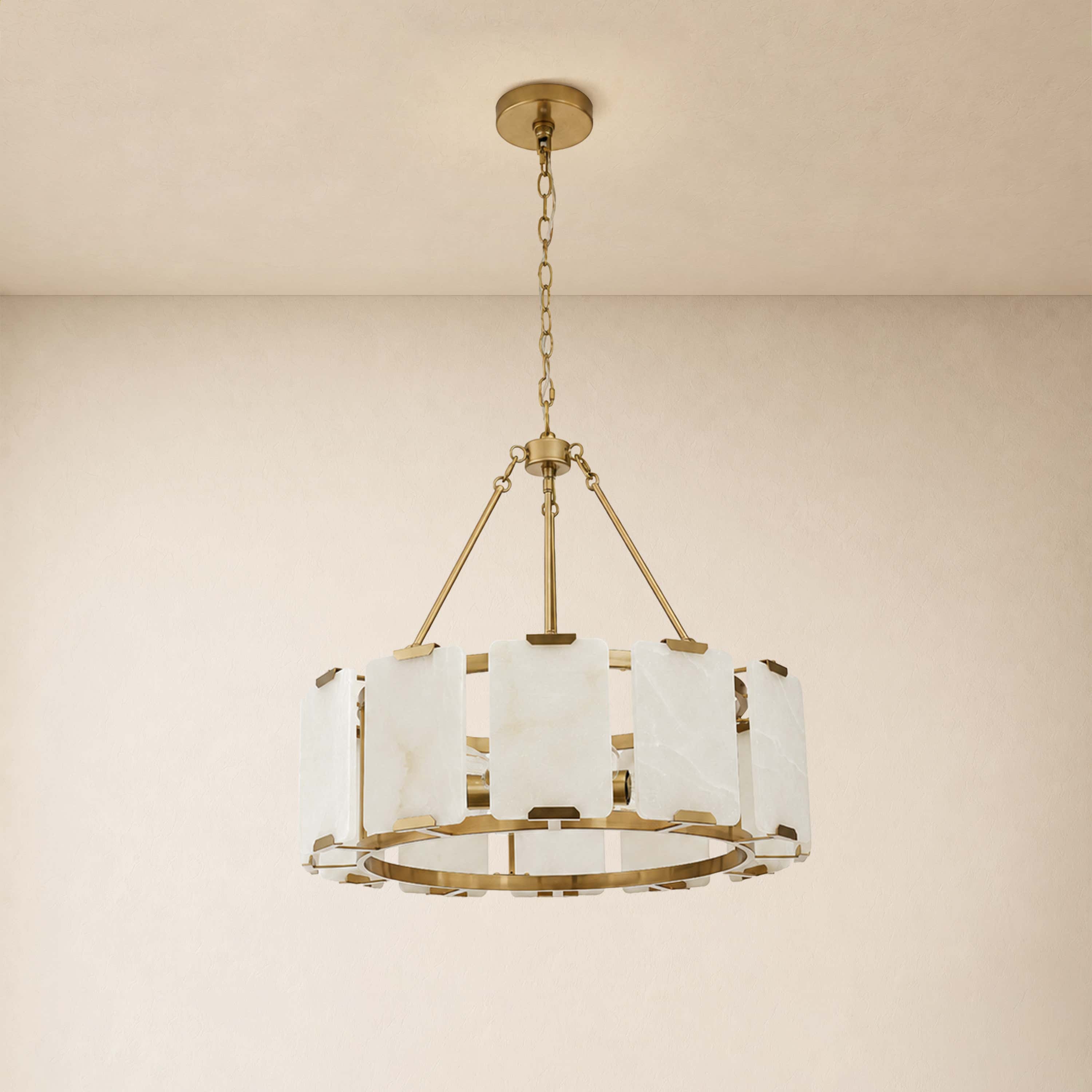 Avenelle Alabaster Round Chandelier 23.6" 30"D