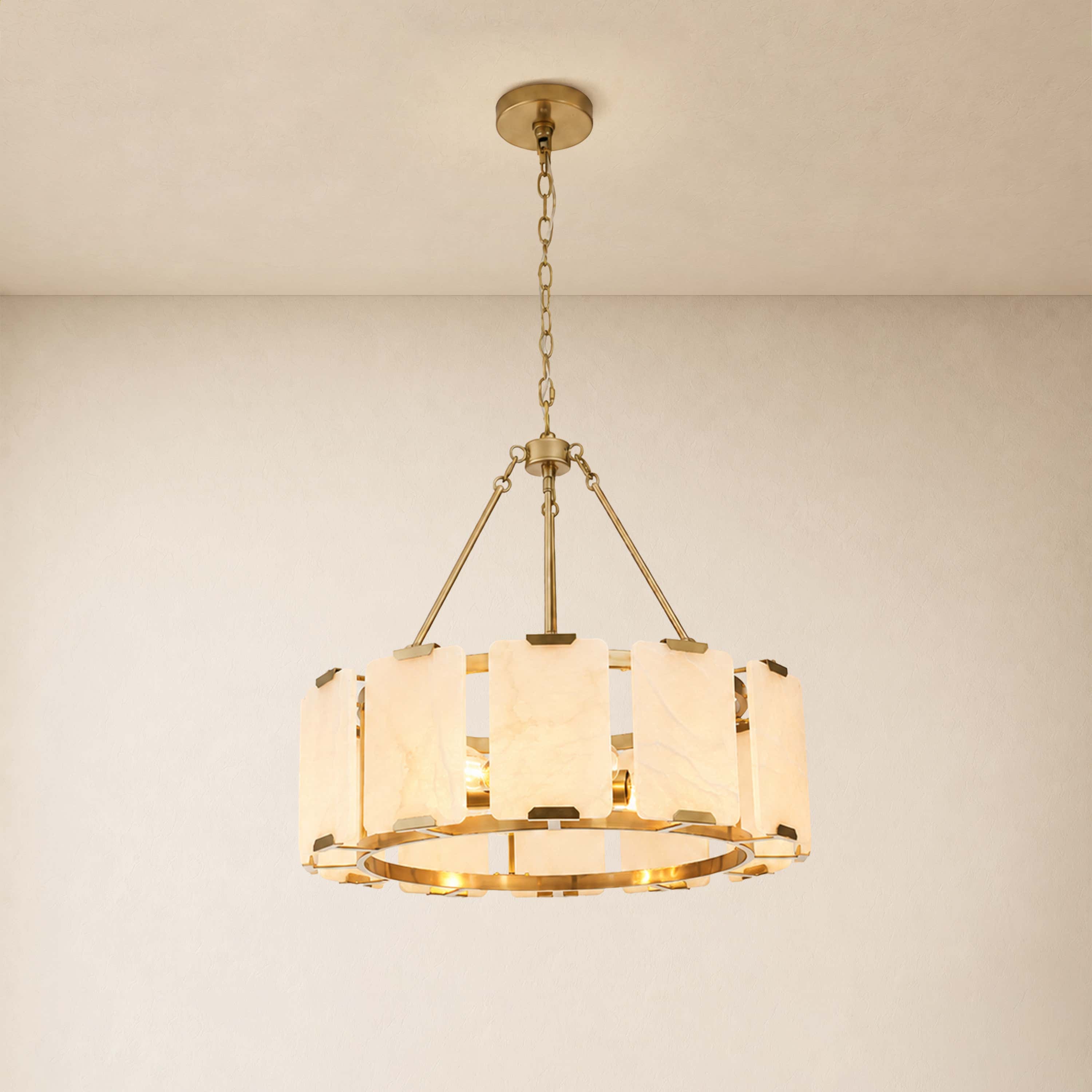 Avenelle Alabaster Round Chandelier 23.6" 30"D