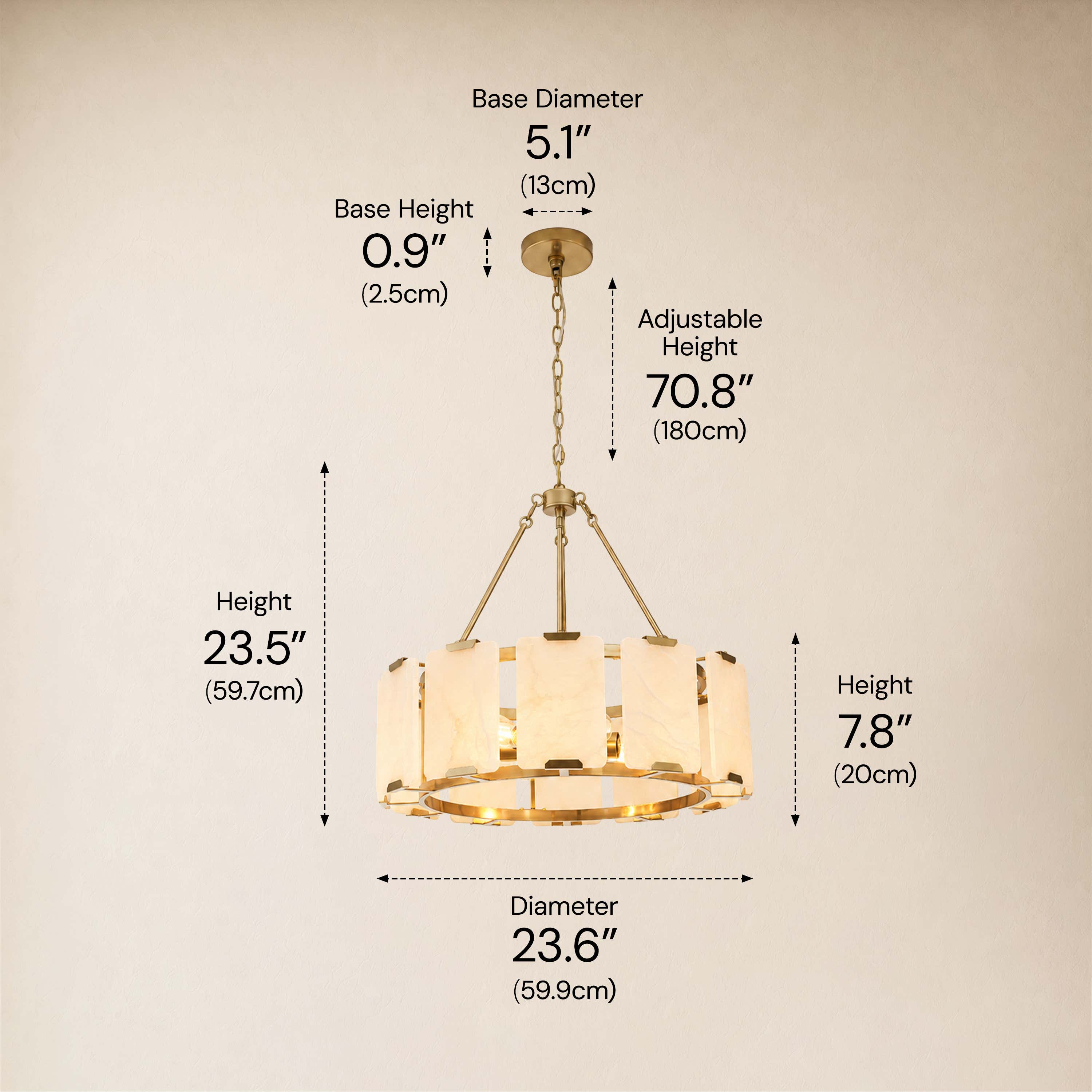 Avenelle Alabaster Round Chandelier 23.6" 30"D