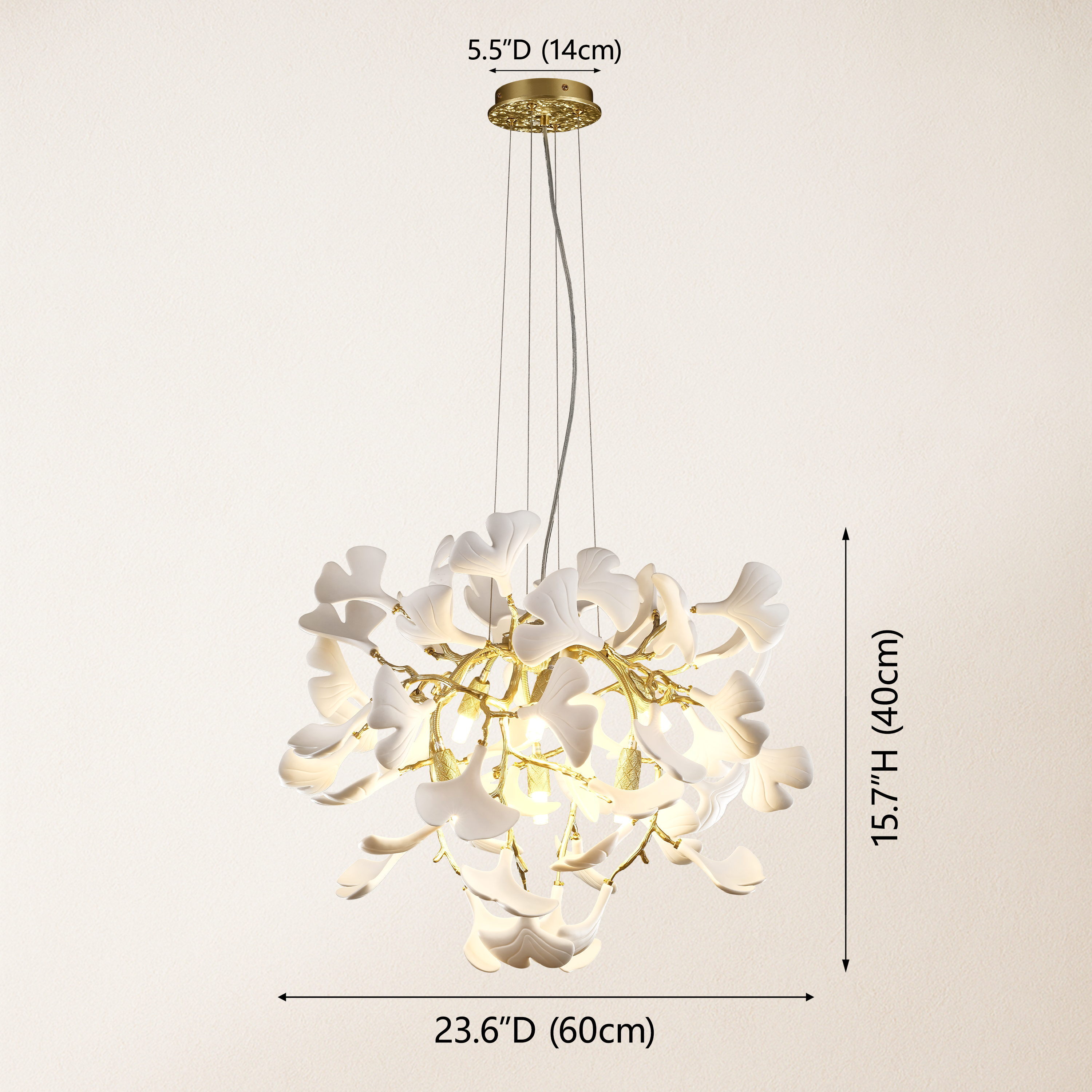 Twilight Branches Ceramic Glow Round Chandelier 60cm D