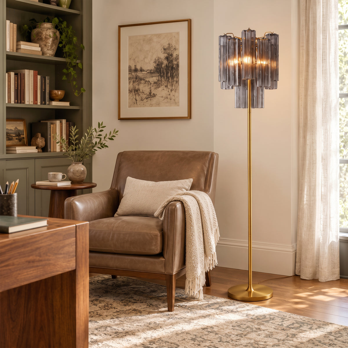 Lumeris Glass Tiered Floor Lamp 13.7"D