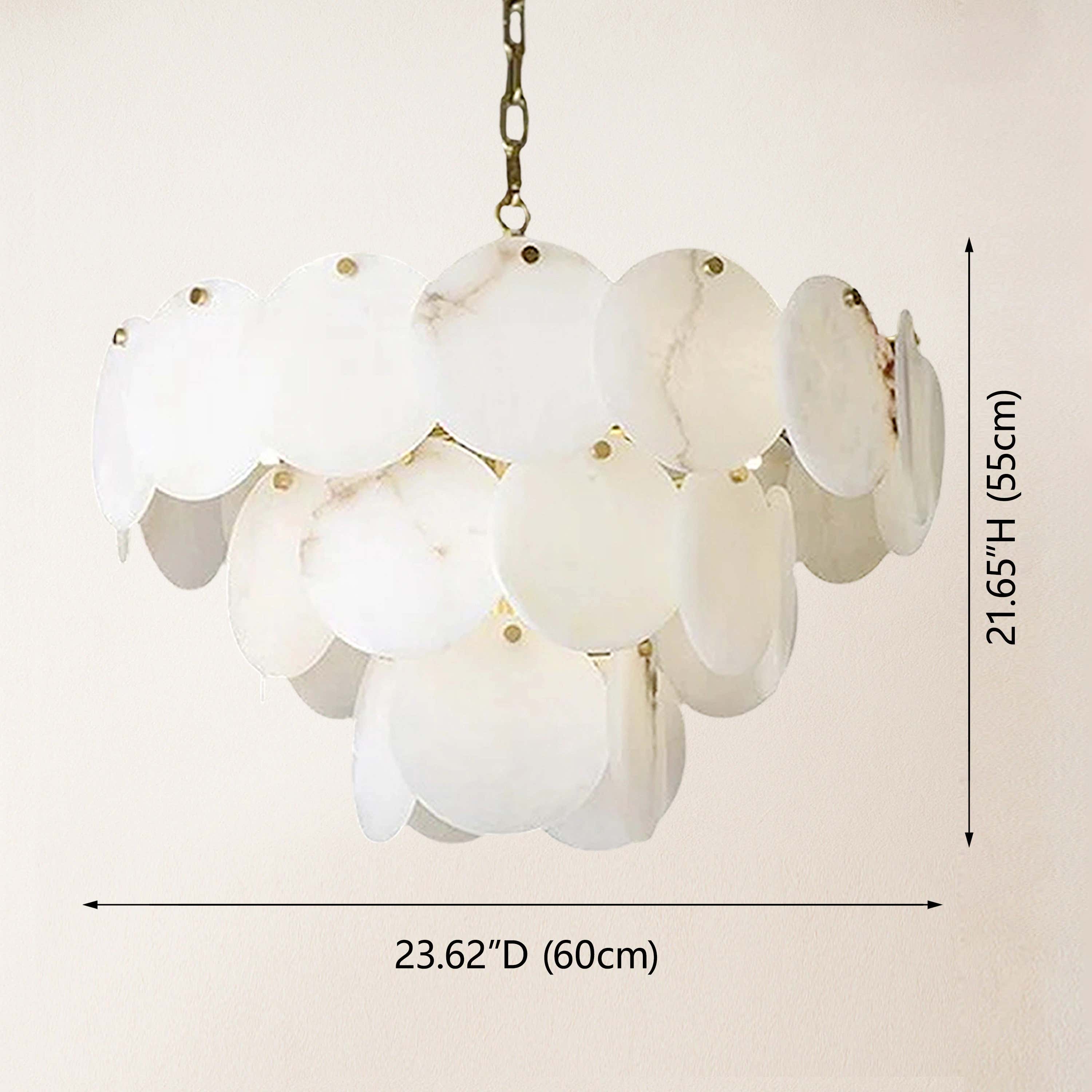 Egwent Alabaster Dish Magnolia Multi-Tiered Round Chandelier 23"D#Finish_Gold