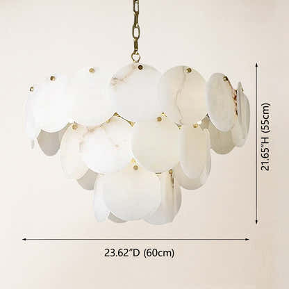 Egwent Alabaster Dish Magnolia Multi-Tiered Round Chandelier 23"D#Finish_Gold
