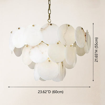 Egwent Alabaster Dish Magnolia Multi-Tiered Round Chandelier 23"D#Finish_Gold