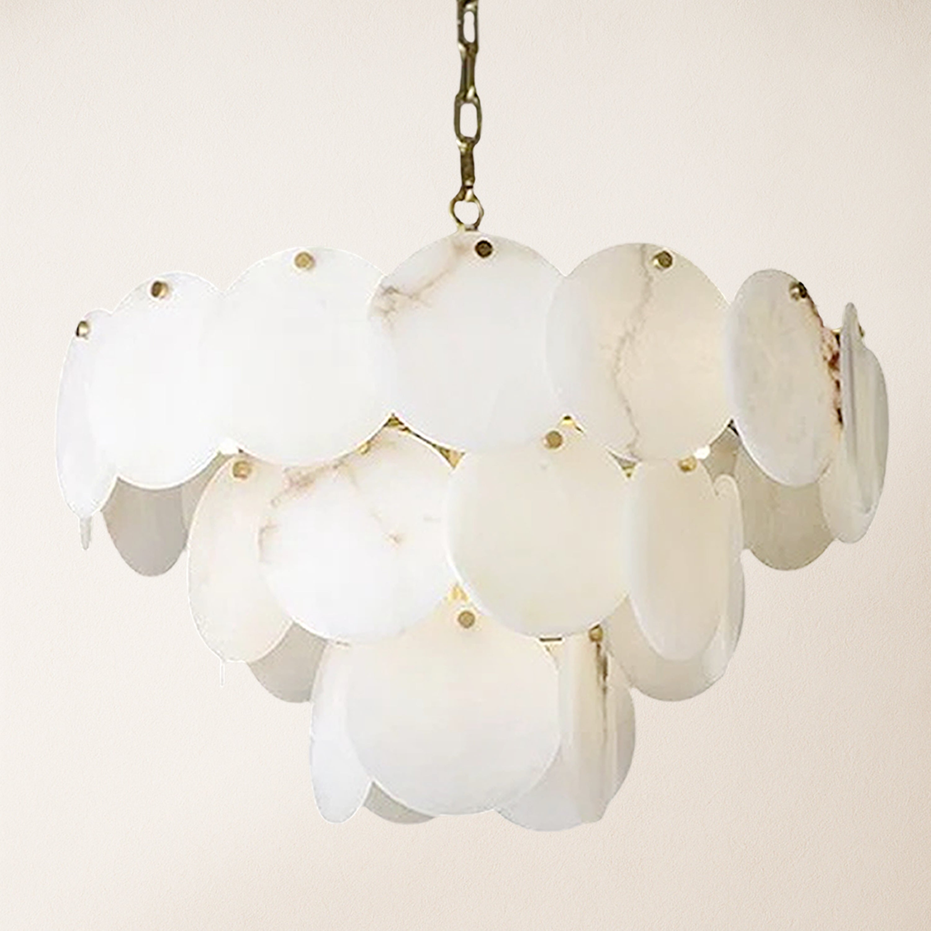 Egwent Alabaster Dish Magnolia Multi-Tiered Round Chandelier 55cm H