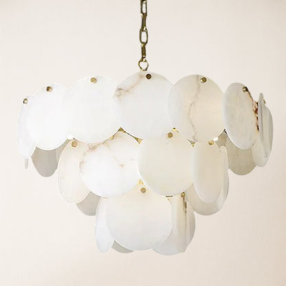 Egwent Alabaster Dish Magnolia Multi-Tiered Round Chandelier 55cm H