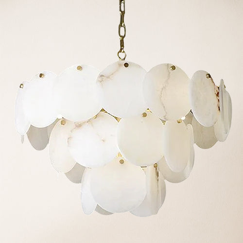 Egwent Alabaster Dish Magnolia Multi-Tiered Round Chandelier 55cm H