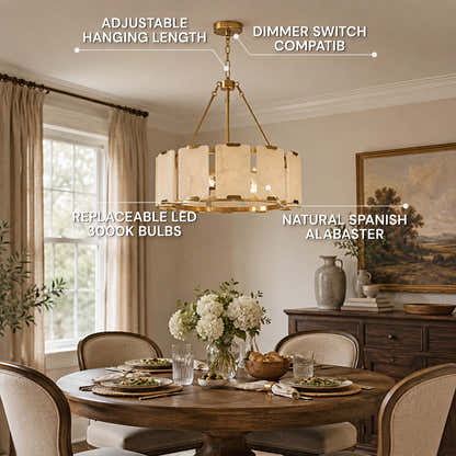 Avenelle Alabaster Round Chandelier 23.6" 30"D