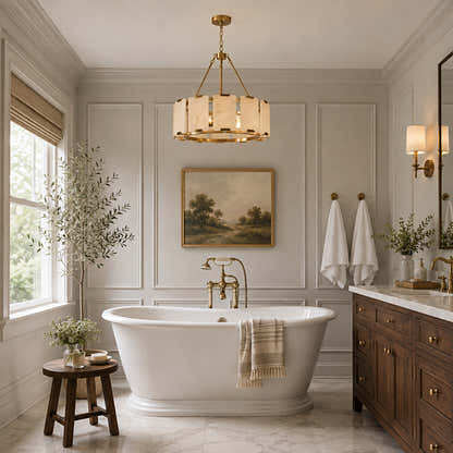 Avenelle Alabaster Round Chandelier 23.6" 30"D